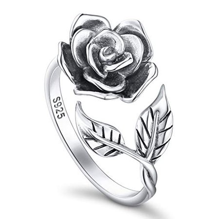 Adjustable S925 Sterling Silver Rose Ring