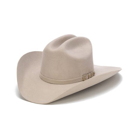 Stampede Hats 100X Wool Felt Beige Cowboy Hat with Silver Tone Buckle
