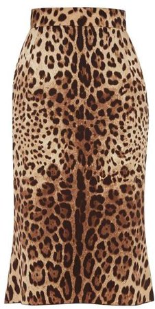 Leopard Print Charmeuse Pencil Skirt - Womens - Leopard