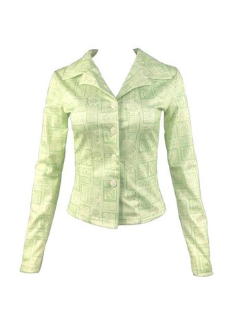 2021 Green Lapel Print Button Blouse In Blouses & Shirts Online Store. Best For Sale | Emmiol.com