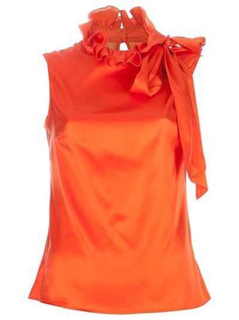 Orange silk blend sleeveless top from Paleari News