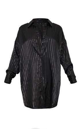 Black Oversized Stripe Shirt Dress | Dresses | PrettyLittleThing USA