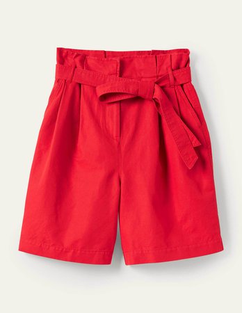 Paperbag High Waisted Shorts - Red | Boden US