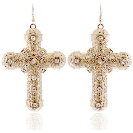 ONLY THE QUEEN EARRINGS ($149) ❤ liked on Polyvore featuring jewelry, earrings, crucifix earrings, chunky jewellery, cross jewelry,… | Queen earrings, Chunk jewelry