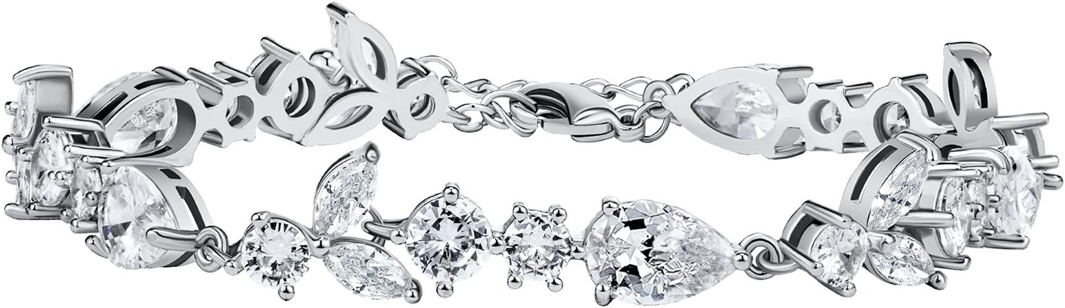 Amazon.com: SWEETV Cubic Zirconia Tennis Bracelet for Bridal Wedding Prom Jewelry, Crystal Rhinestone Bracelets for Brides, Bridesmaid, Women: Clothing, Shoes & Jewelry