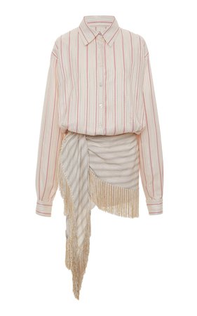 Striped Fringed Poplin Mini Dress by The Attico | Moda Operandi