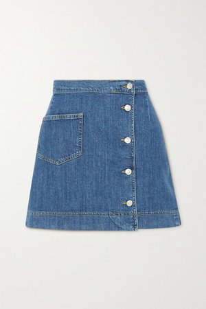 1976 Denim Wrap Mini Skirt - Mid denim