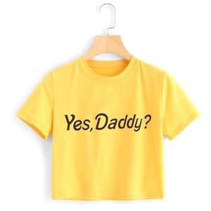 Yellow Yes Daddy Crop Top Belly Shirt ABDL Fetish Kink DDLG Playground
