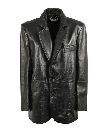 Alessandra Rich Oversized Croco Embossed Leather Jacket | italist