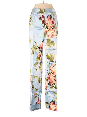Dolce & Gabbana 100% Silk Floral Blue Silk Pants Size 40 (IT) - 55% off | thredUP