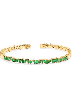 Suzanne Kalan | 18-karat gold emerald cuff | NET-A-PORTER.COM