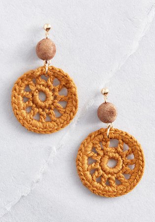 Vivacious Traits Crocheted Earrings Mustard | ModCloth