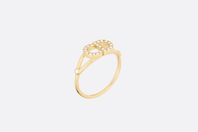 DIOR Clair D Lune Ring Gold-Finish Metal and White Crystals | DIOR