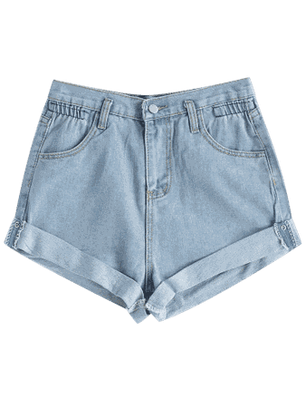 High Waisted Denim Cuffed Shorts