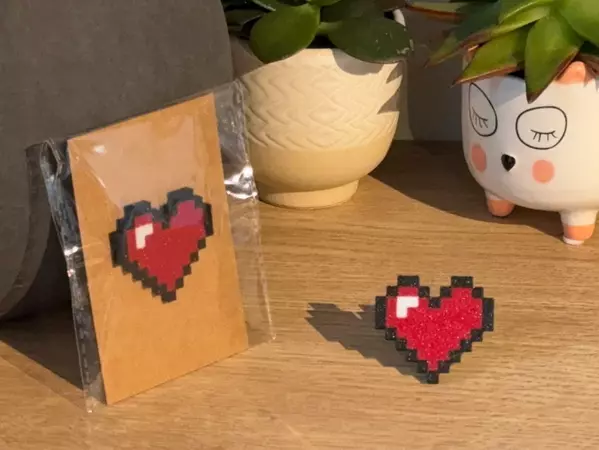 Pixel Heart Retro Style Pin Badge - Etsy