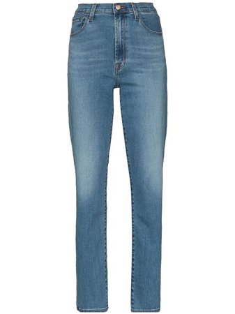 Shop blue J Brand Teagan high-waist straight-leg jeans with Express Delivery - Farfetch