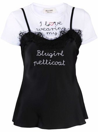 Shop Blugirl layered embroidered-logo T-shirt with Express Delivery - FARFETCH