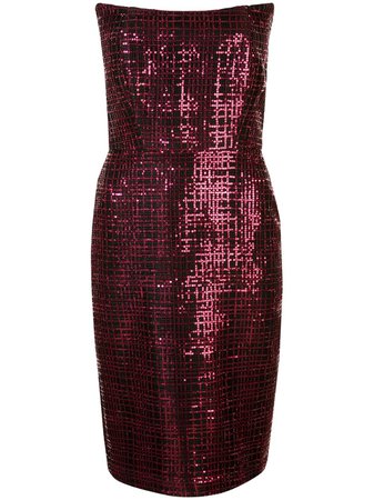 Michelle Mason Strapless Sequined Dress