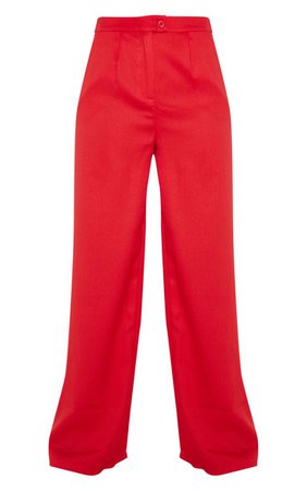 Red Formal Button Wide Leg Trouser | Trousers | PrettyLittleThing USA