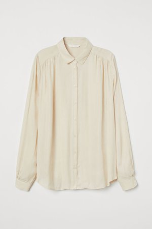 Long-sleeved Blouse - Light beige - Ladies | H&M US