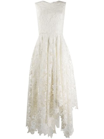 Shop white Alexander McQueen floral lace asymmetric dress with Express Delivery - Farfetch