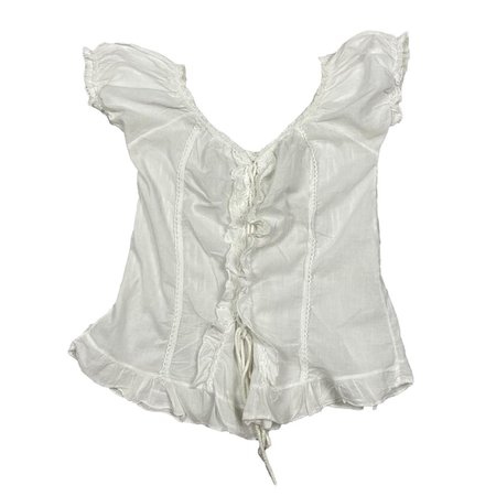 white milkmaid puff sleeve frills corset style top