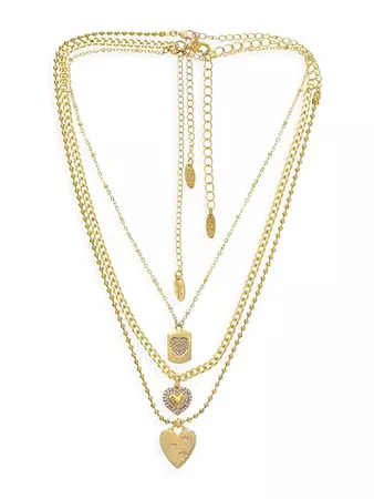 Shop Ettika Love To Love 18K-Gold-Plated & Cubic Zirconia 3-Piece Necklace Set | Saks Fifth Avenue