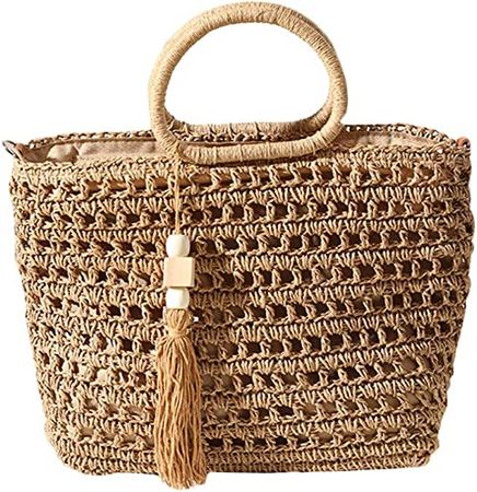 Amazon.com: Womens Top Handle Straw Beach Tote Bags Shoulder Bag Beach Bag Large Size Satchel Purses Woven Shoulder Bag With Tassel : Clothing, Shoes & Jewelry