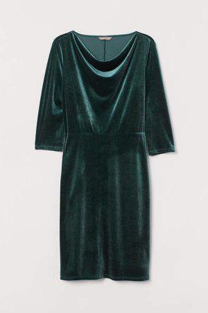 H&M+ Velour Dress - Green