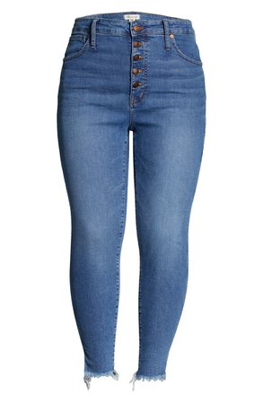 Madewell 10-Inch High Waist Button Front Skinny Jeans (Mackey Wash) (Plus Size) | blue