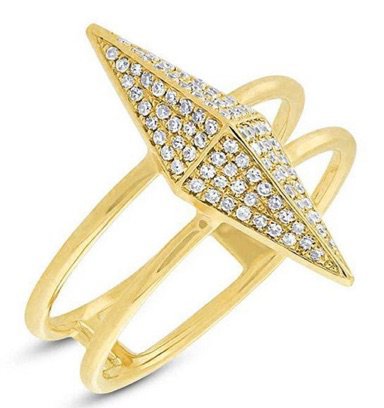 YELLOW GOLD DIAMOND PAVE PYRAMID RING