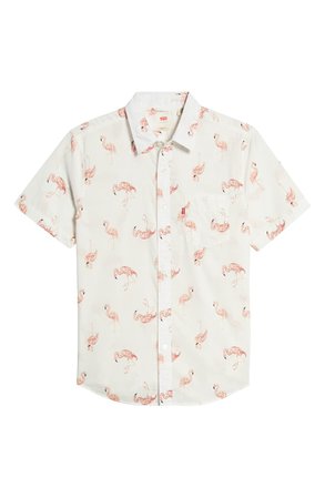 Levi's® Sunset Regular Fit Flamingo Print Short Sleeve Button Up Shirt | Nordstrom