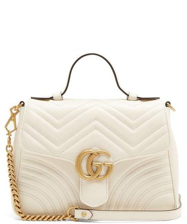 Gg Marmont Quilted Leather Shoulder Bag - Womens - White