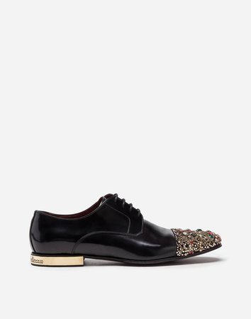 Zapatos con Cordones Hombre | Dolce&Gabbana - DERBY DE BECERRO CEPILLADO CON BORDADOS