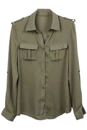 Army green button up shirt