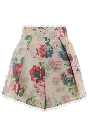 Zimmermann Melody High Waist Short in Taupe Floral