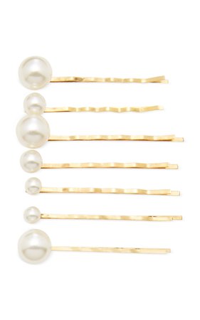Set-Of-Seven Perla Faux Pearl-Embellished Bobby Pins by Jennifer Behr | Moda Operandi