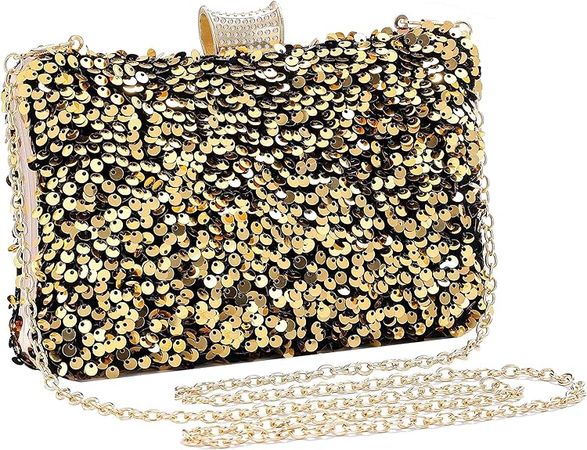 Yokawe Women's Evening Clutch Bag Bling Sequins Bridal Purse Wedding Prom Party Handbags (Gold): Handbags: Amazon.com