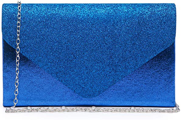 Dasein Women Evening Bags Formal Clutch Purses for Wedding Party with Shoulder Strap and Glitter Flap (Blue): Handbags: Amazon.com