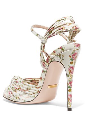 Gucci | Knotted floral-print leather sandals | NET-A-PORTER.COM