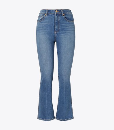 Cropped Boot-Cut Marble Jean: Women's Clothing | Tory Burch