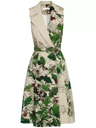 Oscar De La Renta Acorn-print Sleeveless Wrap Dress - Farfetch