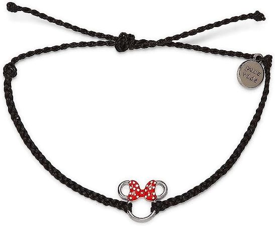 Amazon.com: Pura Vida Silver Plated Disney Minnie Mouse Bracelet - Adjustable Band, 100% Waterproof - Black: Clothing, Shoes & Jewelry