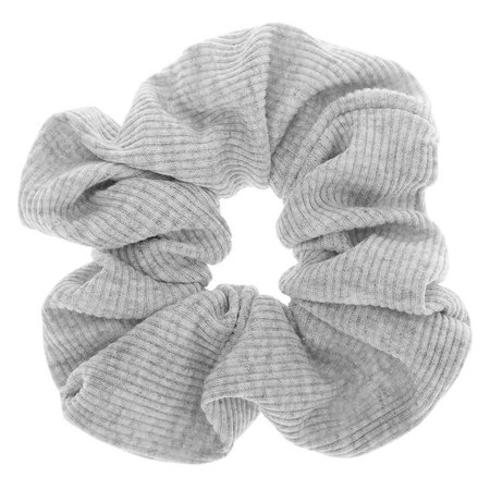 Medium Ribbed Hair Scrunchie - Light Gray | Claire's US