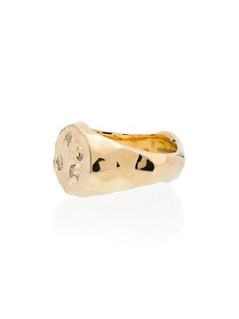 Laud yellow gold diamond embellished signet ring