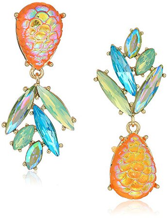 Amazon.com: Betsey Johnson (GBG) Paradise Lost Women's Pineapple Mismatch Drop Earrings, Yellow, One Size: Clothing