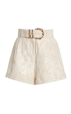 Clifton Belted Cotton-Blend Jacquard Shorts By Acler | Moda Operandi