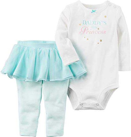 Amazon.com: Carters Baby Girls Lil Princess Tutu Bodysuit Set 12 Months White/Blue: Clothing
