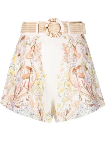 ZIMMERMANN Floral Swirl Belted Shorts - Farfetch
