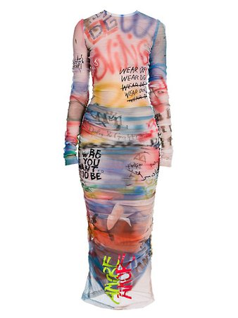 Shop DOLCE&GABBANA Graffiti Print Midi-Dress | Saks Fifth Avenue